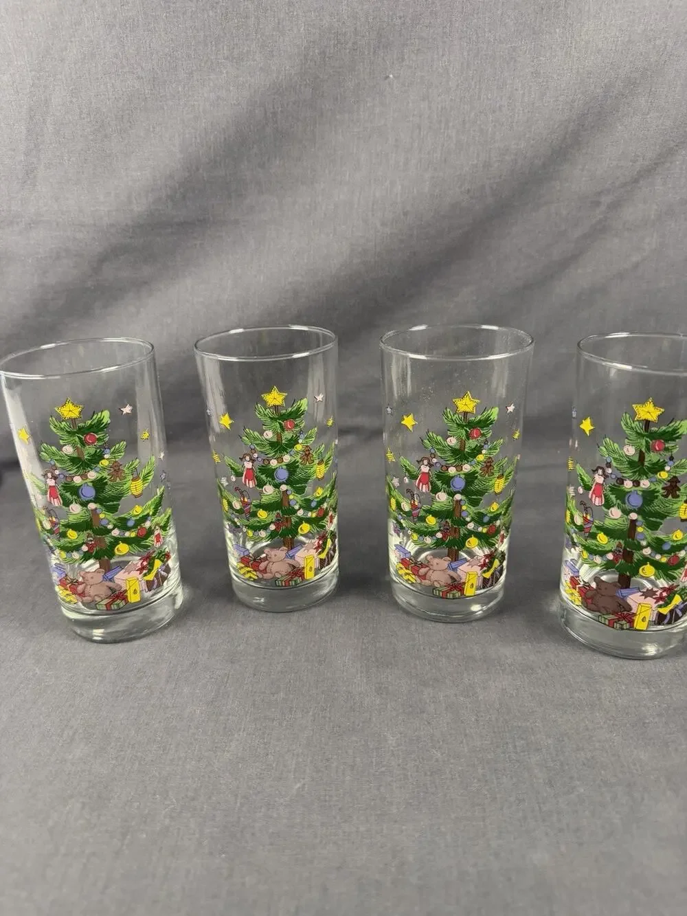 Nikko Christmas Tree Glasses 12oz Highball Tumbler Set Of 4